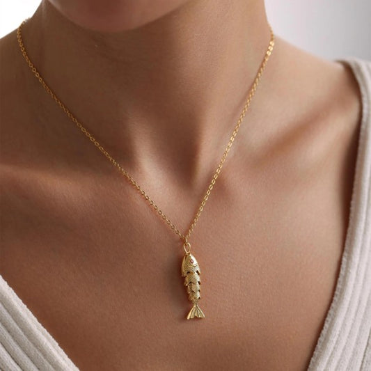 Fish Necklace 18k Stainless Steel Tarnish Free