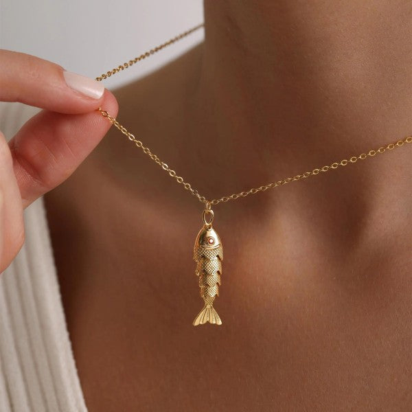 Fish Necklace 18k Stainless Steel Tarnish Free