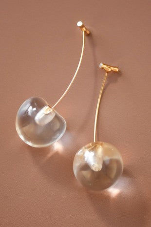 3d Red Cherry Drop Earrings